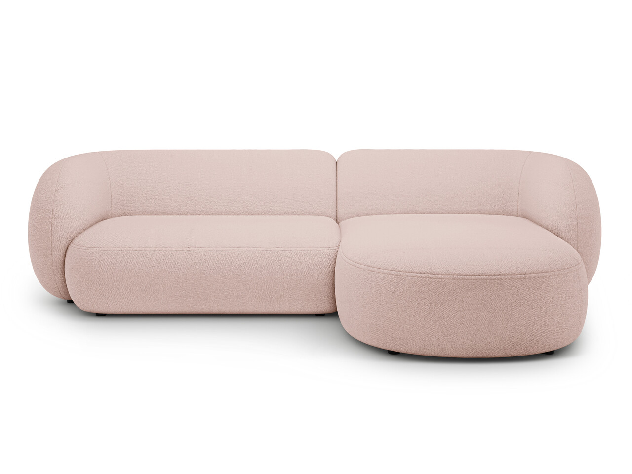 Coltar dreapta 3 locuri, Kate, Micadoni Home, 285x176x76 cm, tesatura boucle, roz pudra - imagine 5